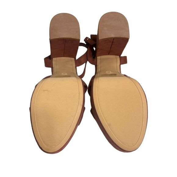 A New Day Sepia Brown Riah Open Toe Ankle Strap Block Heels Women's Size 9.5 - Picture 8 of 10